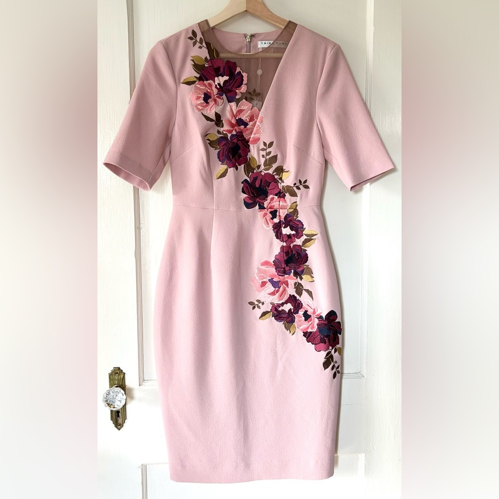 NWT Trina Turk Knightly Floral Printed‎ Dress Blush Pink 2 $398
